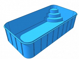 Полипропиленовый бассейн со встроенными ступеньками 6*2*1,5