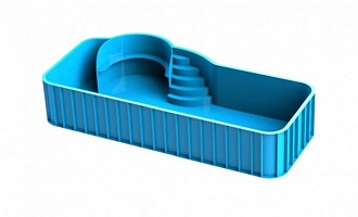 Полипропиленовый бассейн со встроенными ступеньками сложной формы